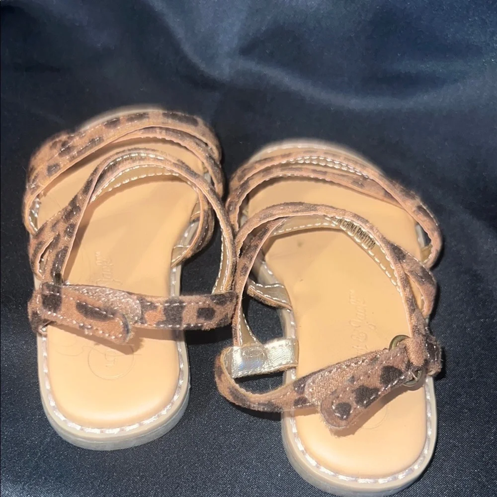 Cat & Jack Brown Sandals with Animal Print and Adjustable Straps